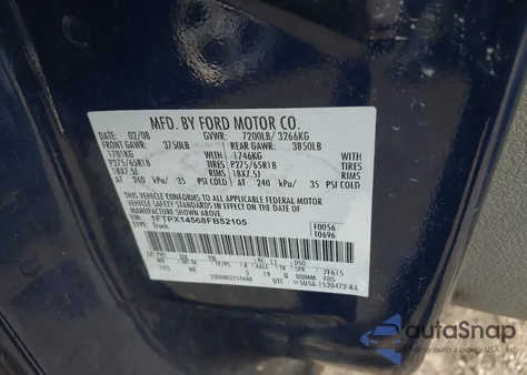 2008 Ford F-150 Xlt from USA, damaged, VIN 1FTPX14568FB52105